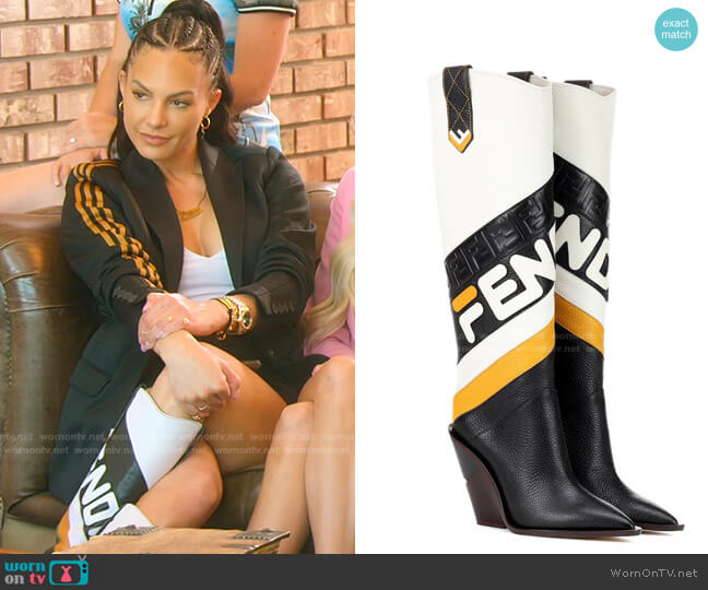 Fendi Mania Leather Knee-high Boots In Multicoloured worn by Amanza Smith on Selling Sunset