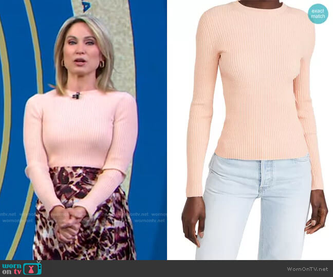 Vince Marled Rib Crew Sweater worn by Amy Robach on Good Morning America