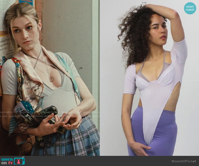 Maroske Peech Geotard worn by Jules Vaughn (Hunter Schafer) on Euphoria