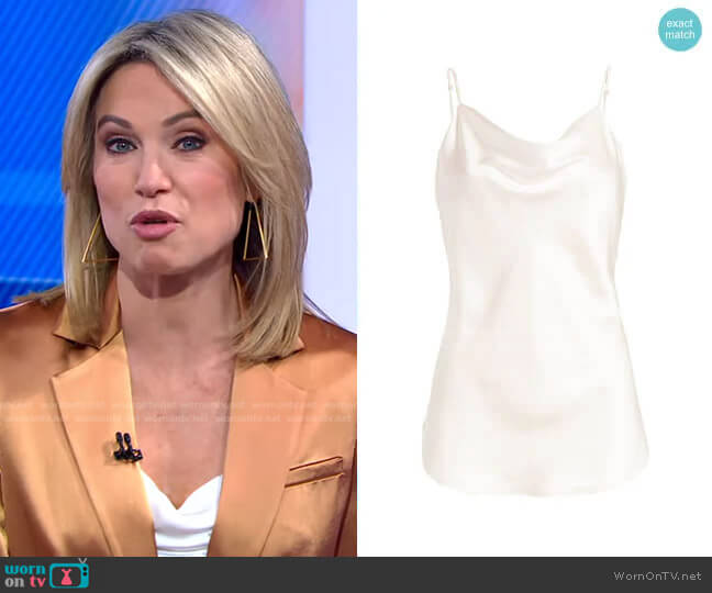 Cinq a Sept Alexi Satin Pants worn by Amy Robach on Good Morning America