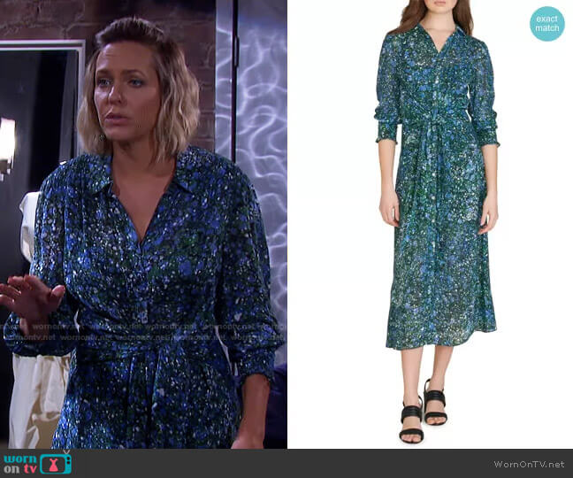 Veronica Beard Mirren Abstract Print Shirtdress worn by Nicole Walker (Arianne Zucker) on Days of our Lives