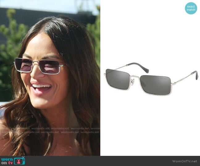 Miu Miu SMU 70U Sunglasses in Silver/Grey worn by Lisa Barlow on The Real Housewives of Salt Lake City