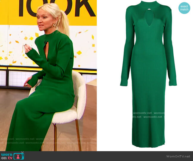 Monse Ribbed Knit Keyhole Maxi Dress worn by Drew Barrymore on The Drew Barrymore Show