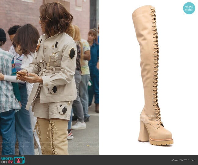 Moschino Lace-up Over the Knee Boots worn by Lisa Todd Wexley (Nicole Ari Parker) on And Just Like That