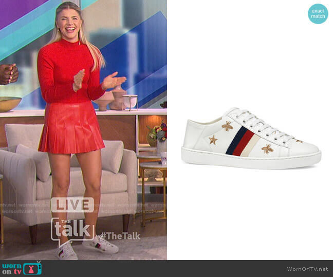 Gucci New Ace Sneakers With Bees And Stars worn by Amanda Kloots on The Talk