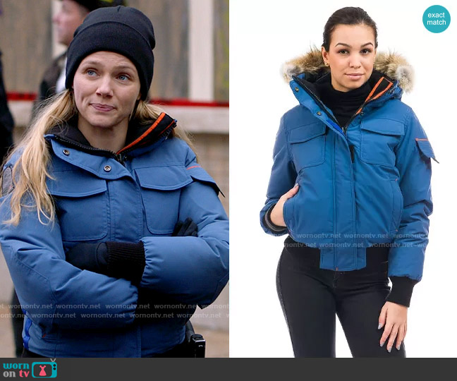 Outdoor Survival Canada Nini Jacket in Indigo Blue worn by Hailey Upton (Tracy Spiridakos) on Chicago PD