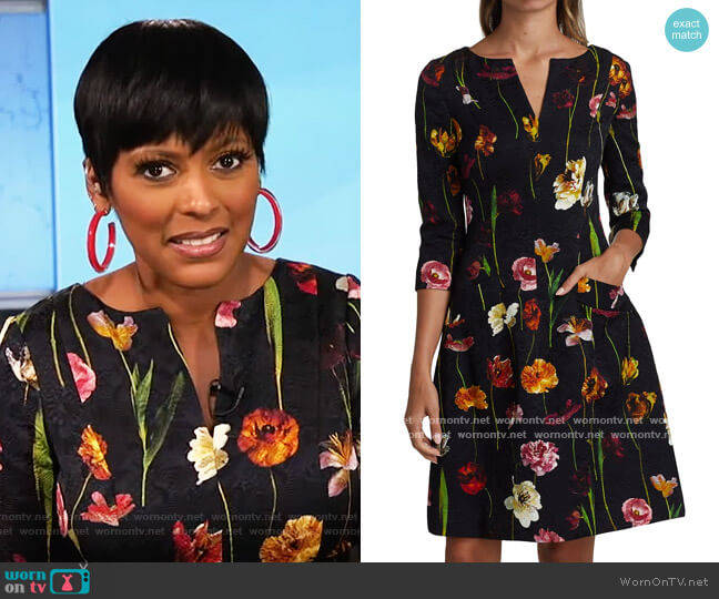 Oscar de la Renta Floral Cloqué A-Line Dress worn by Tamron Hall on Tamron Hall Show