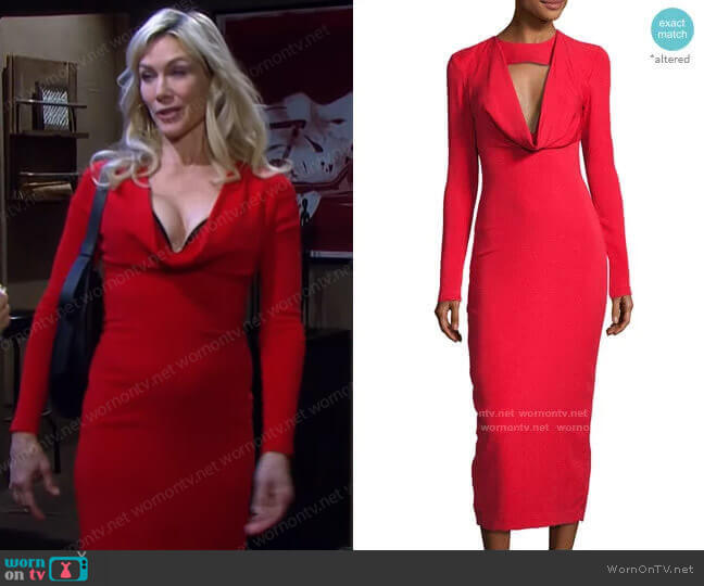 Cushnie Et Ochs Pencil Dress with Cowl worn by Kristen DiMera (Stacy Haiduk) on Days of our Lives
