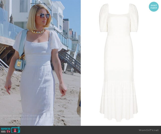 Peony Magnolia Summer midi dress worn by Paris Hilton on Paris in Love