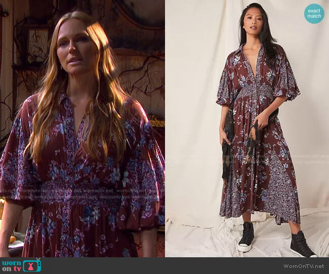 Free People Prairie Punk Shirtdress worn by Abigail Deveraux (Marci Miller) on Days of our Lives