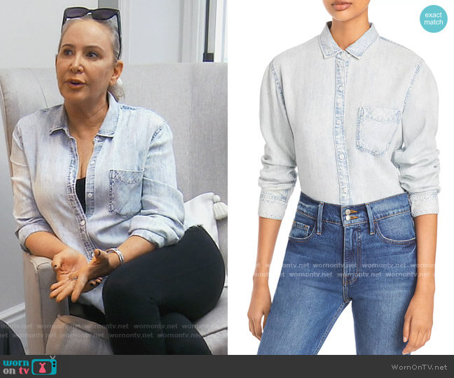 Rails Ingrid Raw Hem Button Down Shirt worn by Shannon Beador on The Real Housewives of Orange County