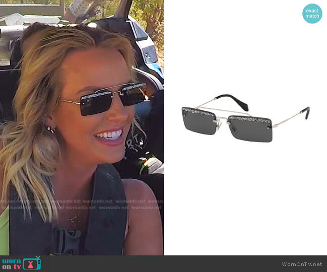 Miu Miu Rimless Rectangle Glittered Sunglasses worn by Whitney Rose on The Real Housewives of Salt Lake City