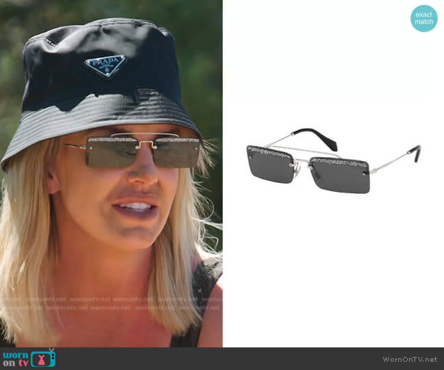 Miu Miu Rimless Rectangle Glittered Sunglasses worn by Whitney Rose on The Real Housewives of Salt Lake City