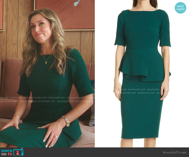 Ted Baker Romolaa Peplum Sheath Dress worn by Tami (Taylor Louderman) on Kenan