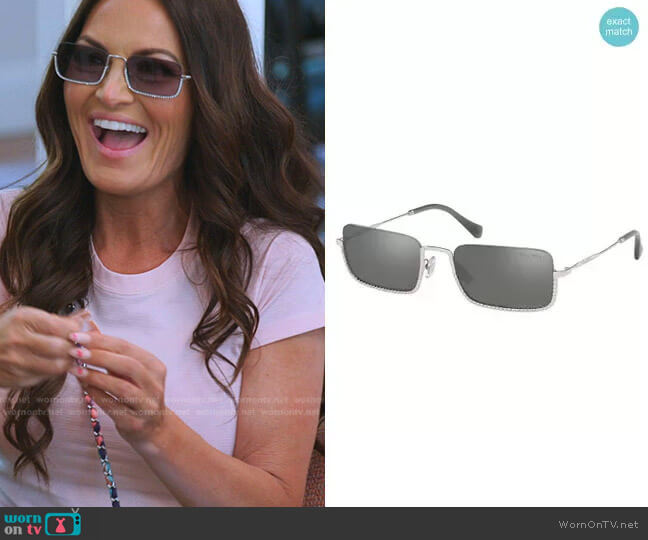 Miu Miu SMU 70U Sunglasses in Silver/Grey worn by Lisa Barlow on The Real Housewives of Salt Lake City