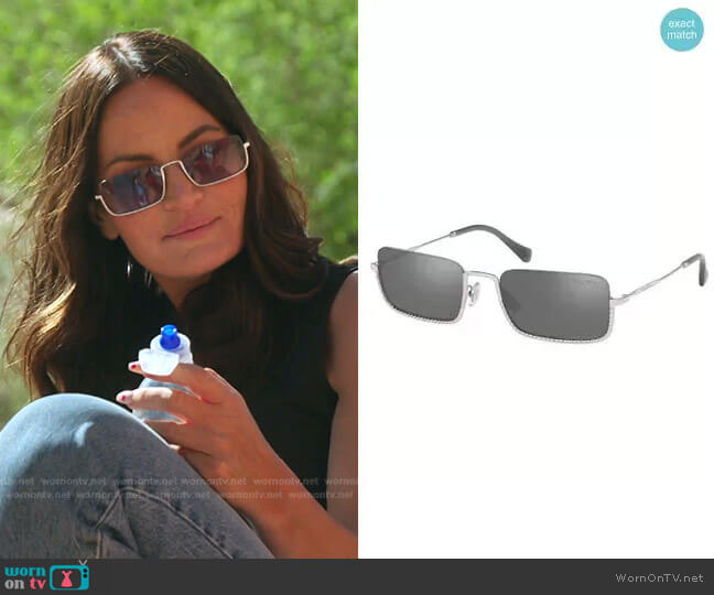 Miu Miu SMU 70U Sunglasses in Silver/Grey worn by Lisa Barlow on The Real Housewives of Salt Lake City