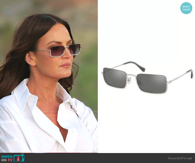 Miu Miu SMU 70U Sunglasses in Silver/Grey worn by Lisa Barlow on The Real Housewives of Salt Lake City