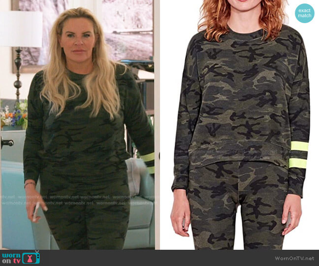 Sundry Camo Striped Sweatshirt worn by Heather Gay on The Real Housewives of Salt Lake City