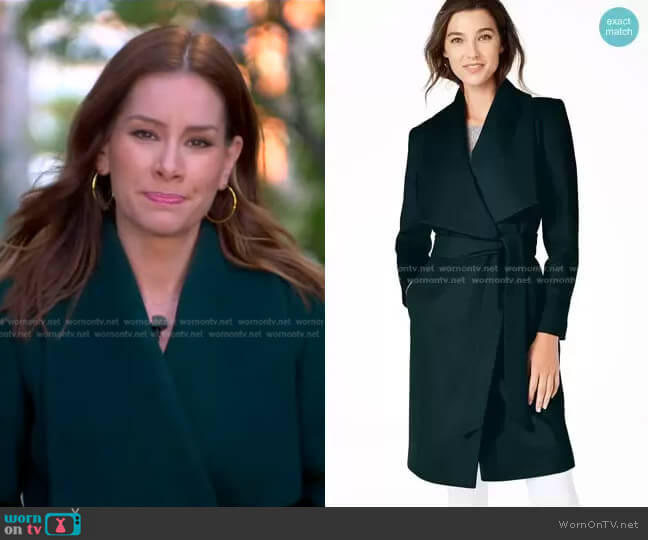 Cole Haan Slick Wool Blend Wrap Coat worn by Rebecca Jarvis on Good Morning America