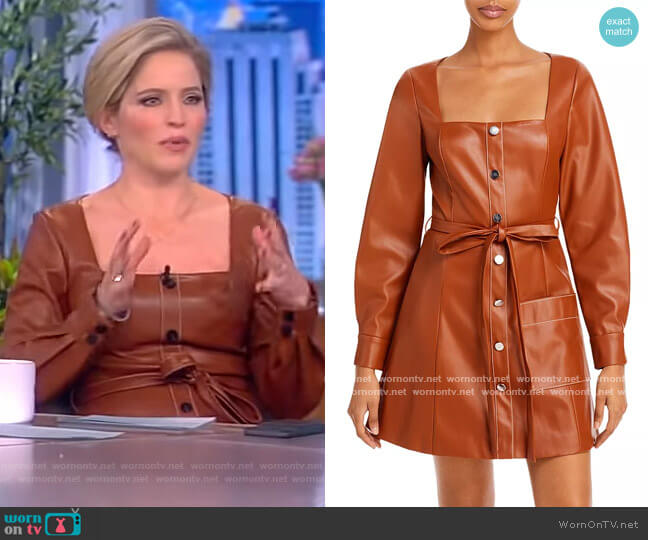 Staud Oz Faux Leather Belted Dress worn by Sara Haines on The View