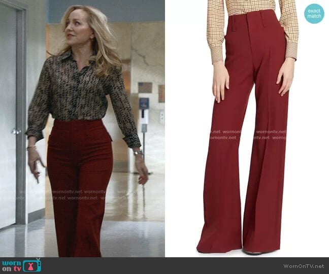 Chloe Stretch Wool Wide-Leg Trousers worn by Marissa Morgan (Geneva Carr) on Bull