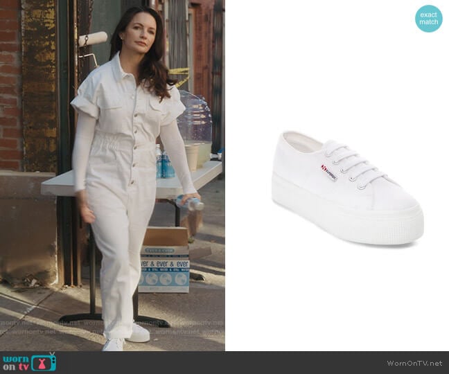 Superga 2790 AcoTW White Shoes worn by Charlotte York (Kristin Davis) on And Just Like That