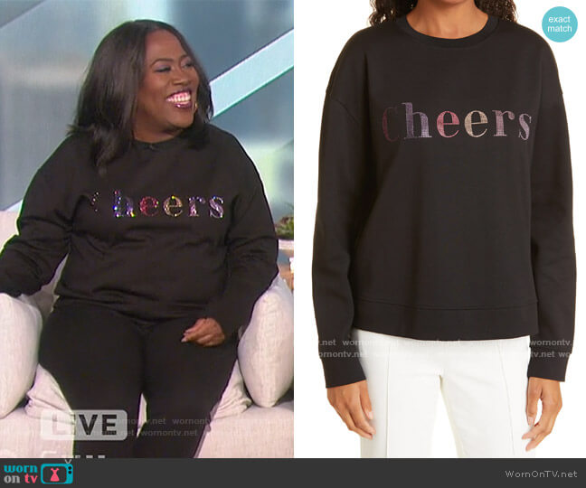 Ted Baker Zarah Cheers Beaded Cotton Blend Sweatshirt worn by Sheryl Underwood on The Talk