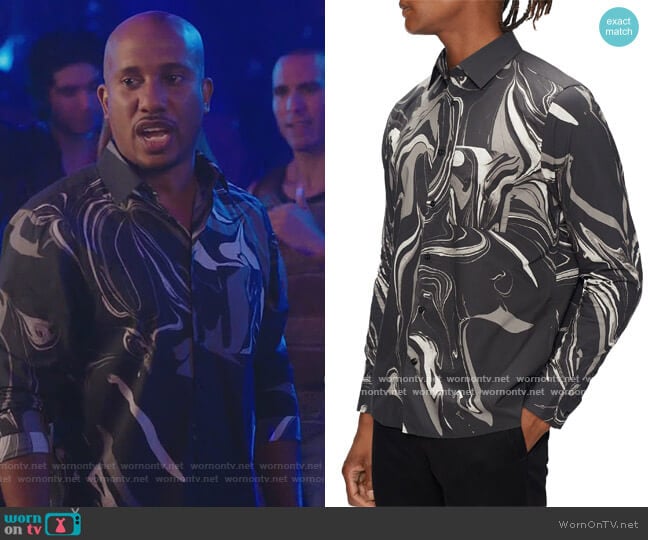 Ted Baker Sembaly Shirt in Marble Print worn by Gary Williams (Chris Redd) on Kenan