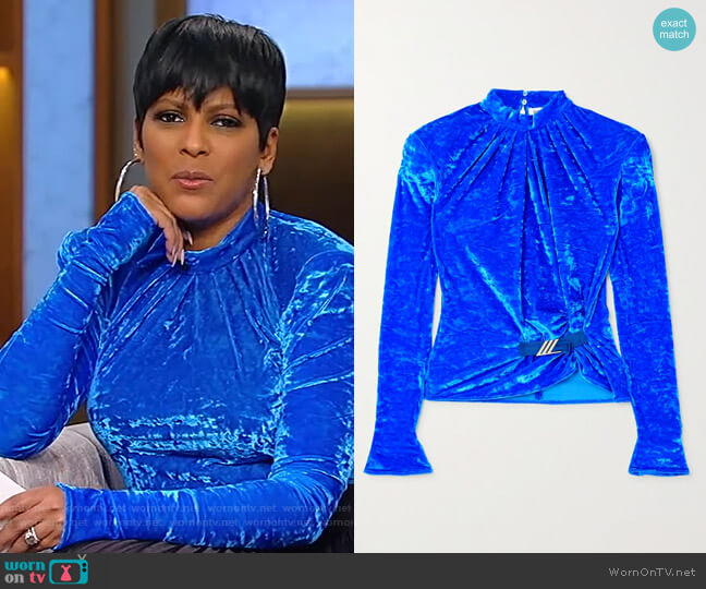 The Attico Ruched crushed-velvet top worn by Tamron Hall on Tamron Hall Show