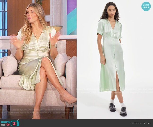 The Kooples Long Mint Green Dress with Buttons worn by Amanda Kloots on The Talk