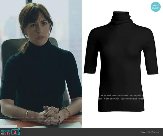 Theory Wool Turtleneck Sweater worn by Wendy Rhoades (Maggie Siff) on Billions