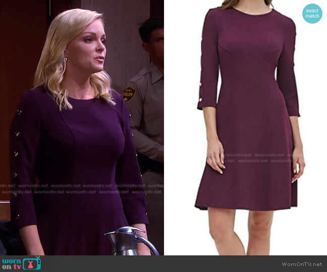 Tommy Hilfiger Fit and Flare Button Sleeve Dress worn by Belle Brady (Martha Madison) on Days of our Lives