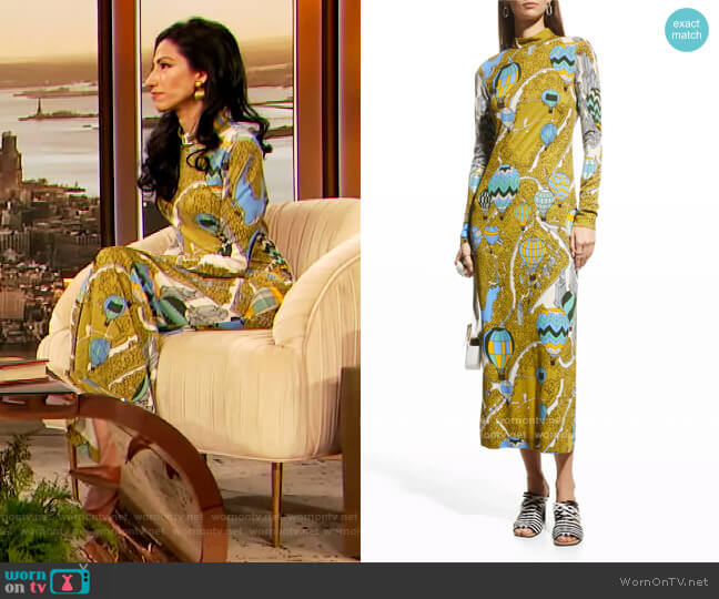 Tory Burch Printed Mock-Neck Long Dress