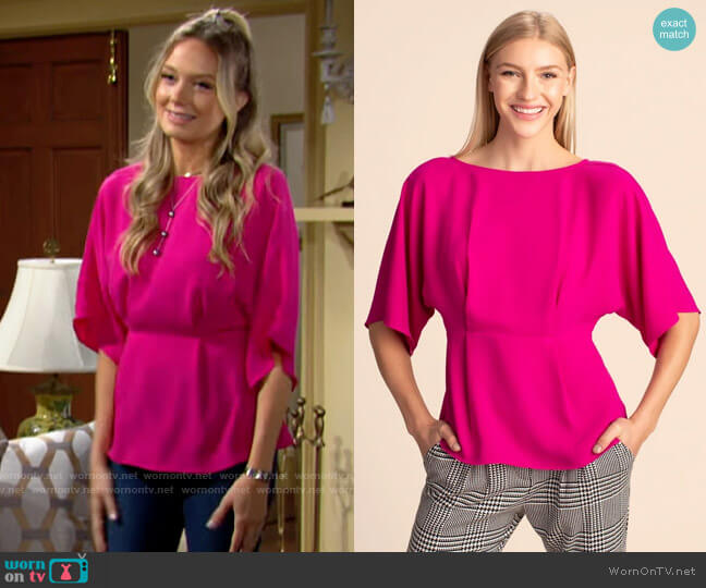 Trina Turk Mellow Top in Warm Magenta worn by Abby Newman (Melissa Ordway) on The Young and the Restless