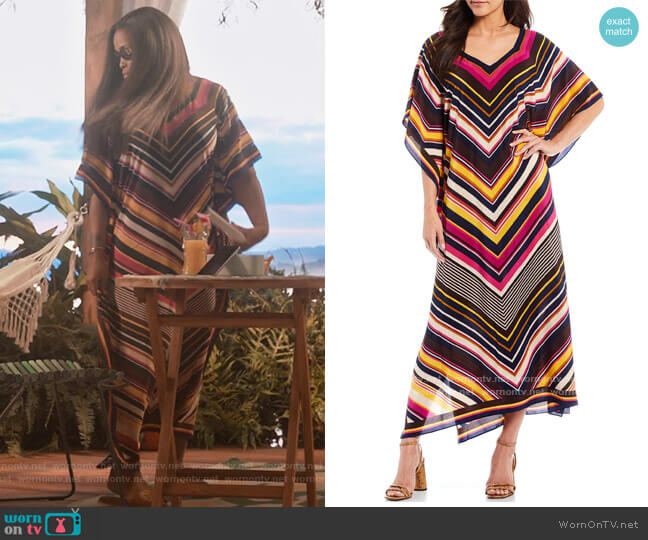 Trina Turk Colorful Mitered Maxi Caftan Dress worn by Brianna (Eve) on Queens