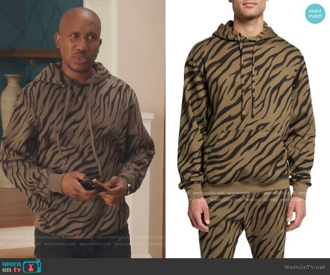 Twenty Montreal Tiger Stripe Knit Pullover Hoodie worn by Gary Williams (Chris Redd) on Kenan