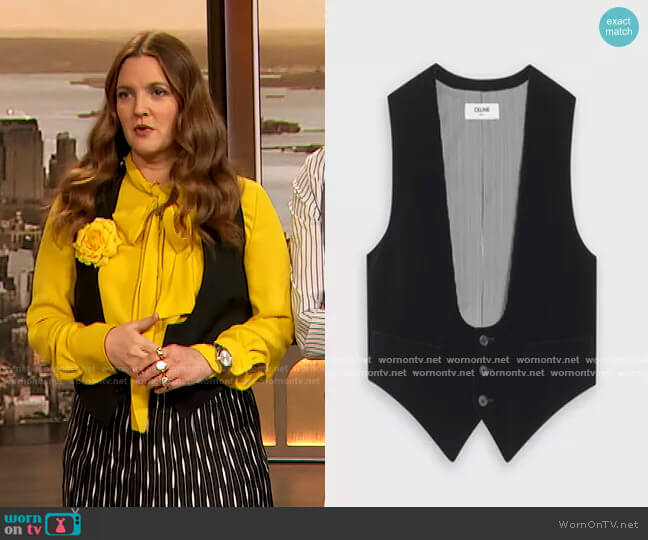 Celine U-neck Vest in Velvet worn by Drew Barrymore on The Drew Barrymore Show