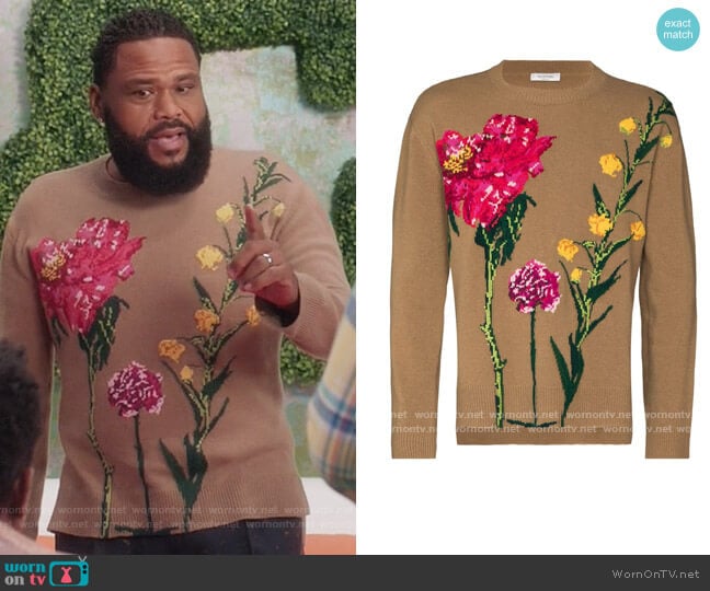 Valentino Floral Intarsia Knit Jumper worn by Andre Johnson (Anthony Anderson) on Black-ish