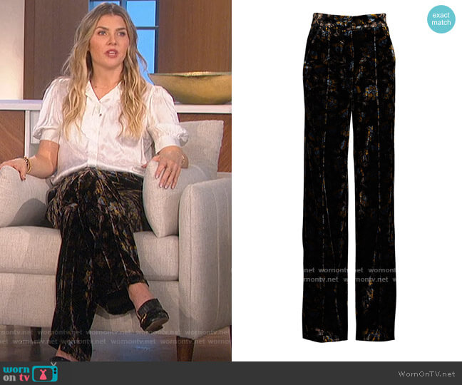 Sandro Ruffle-detail Floral Blouse worn by Amanda Kloots on The Talk