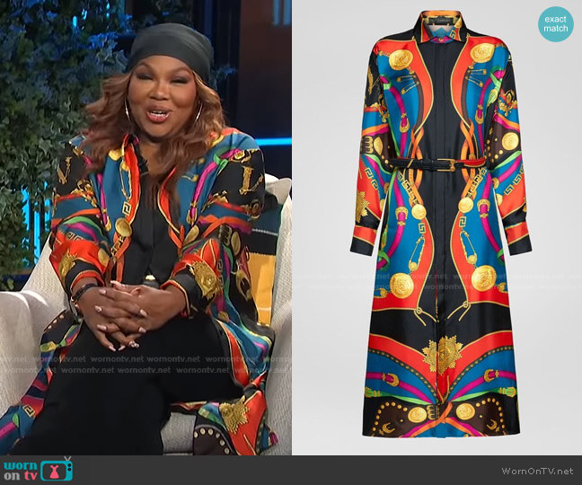 Versace Barocco Rodeo Print Silk Midi Shirt Dress