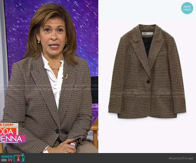 Zara Wool Blend Elbow Patch Blazer worn by Hoda Kotb on Today