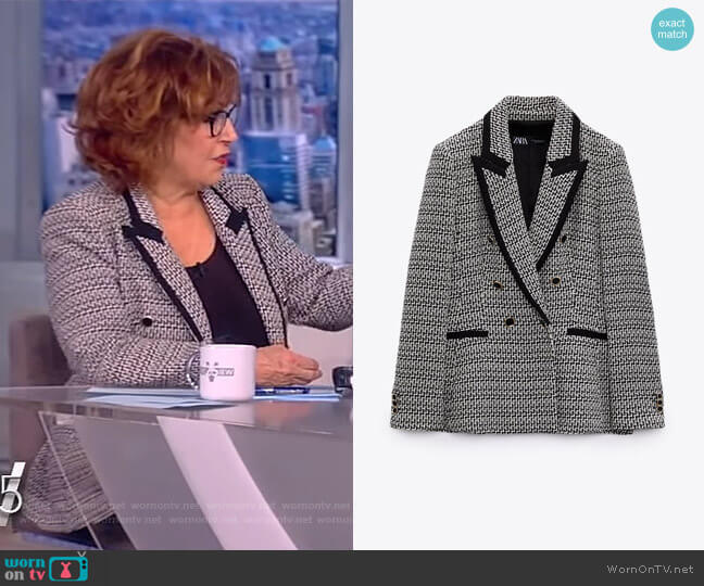 Zara Structured Blazer with Contrasting Piping worn by Joy Behar on The View