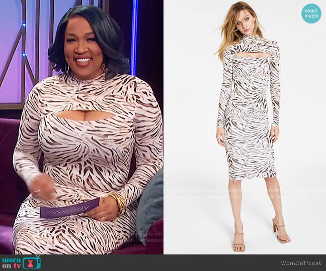 Bar III Zebra-Print Cutout Bodycon Dress