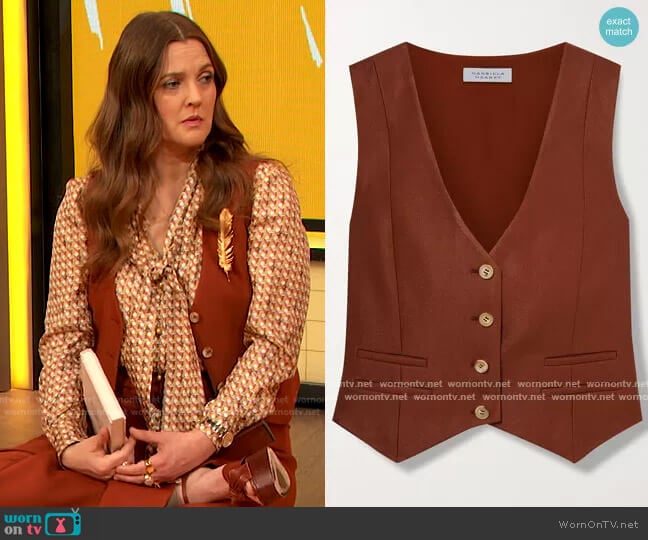 Gabriela Hearst Zelos Twill Vest worn by Drew Barrymore on The Drew Barrymore Show