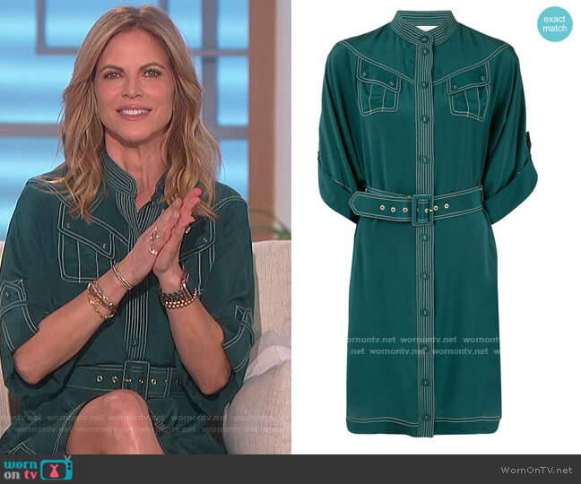 Zimmermann Belted silk crepe de chine midi shirt dress worn by Natalie Morales on The Talk