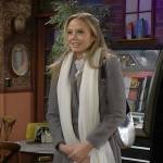 Abby’s long grey flared coat on The Young and the Restless