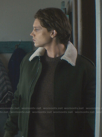 Ace’s green shearling collar jacket on Nancy Drew