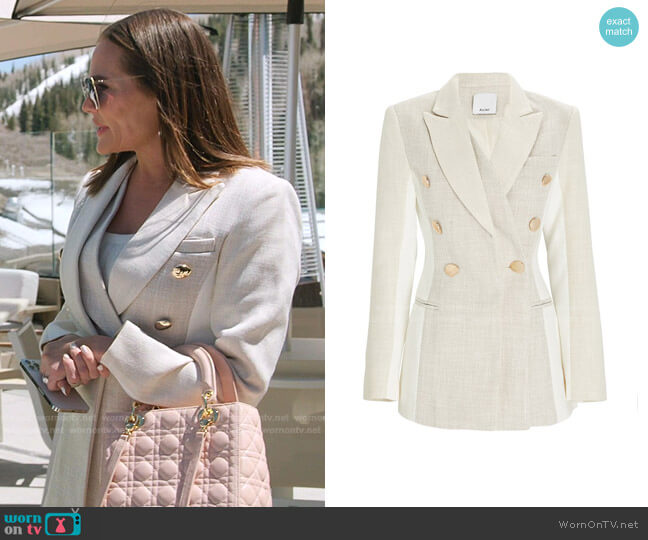Acler Kings Double-Breasted Cotton-Twill Blazer worn by Meredith Marks on The Real Housewives of Salt Lake City