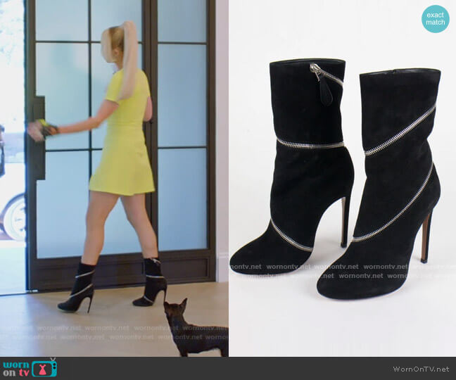 Alaia Suede Wrap Around Boots worn by Paris Hilton on Paris in Love