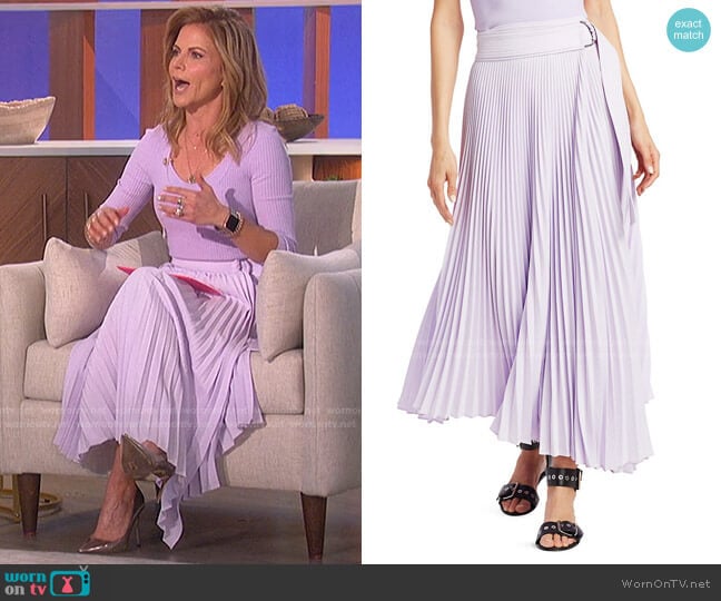 A.L.C. Arielle Pleated Asymmetric Midi Skirt worn by Natalie Morales on The Talk